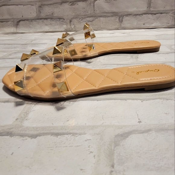 Clear Studded Slides -Sandals - Picture 2 of 5
